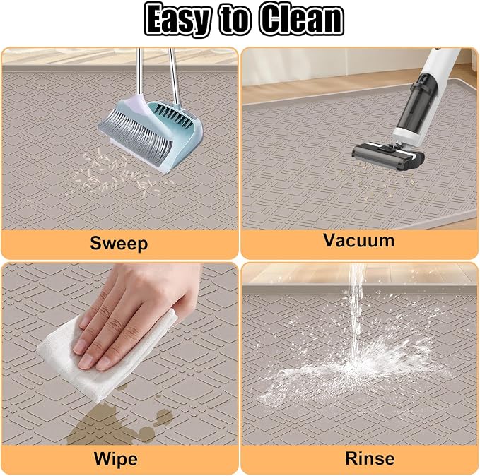 Silicone Cat Litter Mat 42" x 29" Cat Mat for Litter Box, Khaki | Extra Large Cat Litter Trapping Mat for Floor, Waterproof, Non-Slip Kitty Litter Box Mat with Raised Edge, Easy to Clean