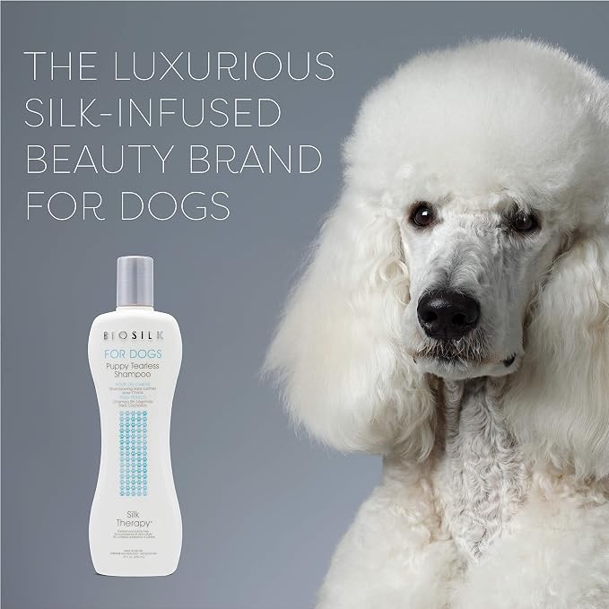 BioSilk for Dogs Puppy Tearless Shampoo, Gentle Dog Wash with Silk Proteins, Paraben and Sulfate Free Formula Helps Clean and Condition Coats for Puppies and Dogs, 12 Fl Oz