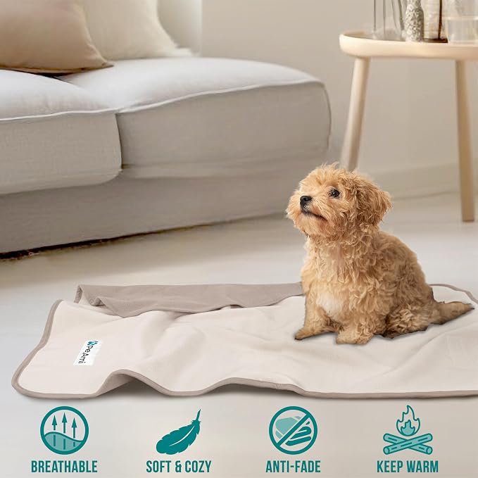 PetAmi Waterproof Dog Blanket for Couch, Pee Proof Reversible Cat Blanket for Sofa Bed Furniture Protector, Soft Fleece Washable Pet Throw for Dogs Cats Puppies Kittens, 60x80 Taupe Beige