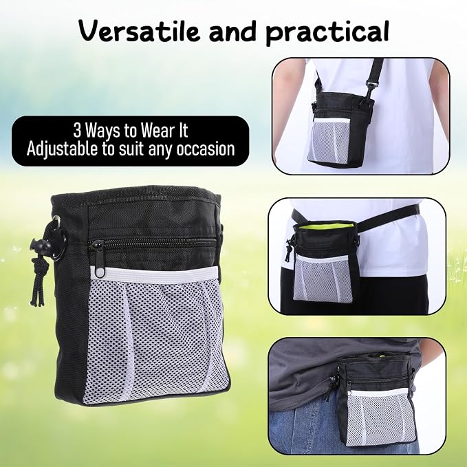 Dog Treat Pouches and Training Clicker Portable Hand Free Puppy | Dogs Treat Bag with Carabiner Pets Feed Snack Reward Pocket for Pet Training Dog Treats Exercising Walking