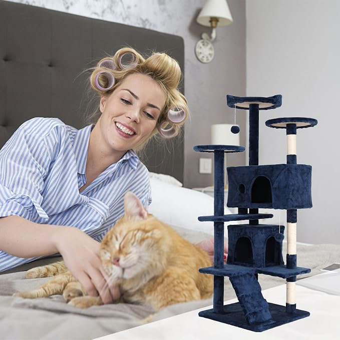 Catmax 70'' Tall Indoor 'Cat Condo' Tower, Multi-Level Cat Furniture with Cat Scratching Post/Stand, Corner Cat Tower for Medium Cats