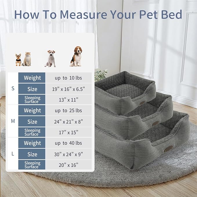 Dog Bed for Medium Dogs Breeds, Rectangular Soft Kennel Bed,Washable Deluxe Plush Dog Crate Beds, Comfy Durable Pet Sleeping Bed with Pillow & Non-Slip Bottom, Size (30"X24" Gray)