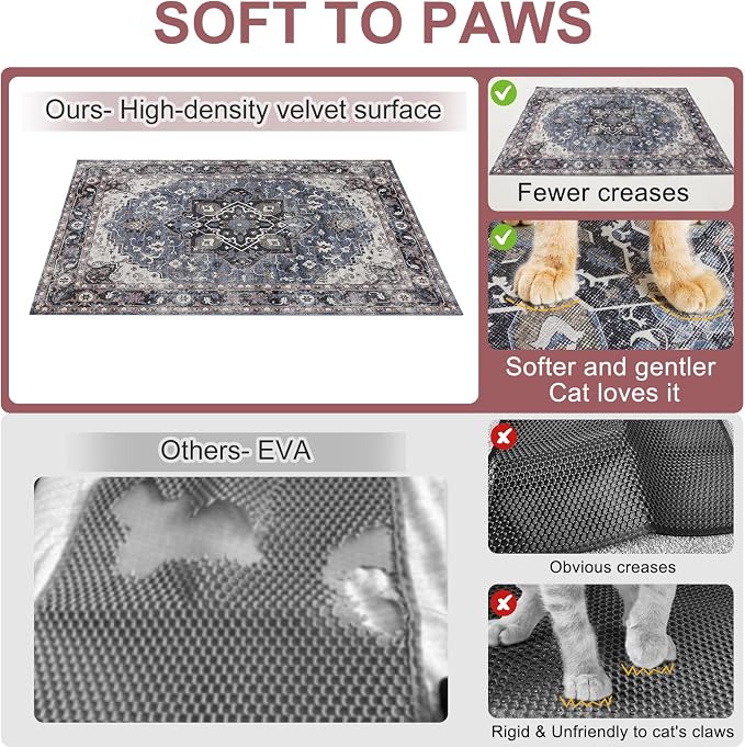 BEAUTYZOO Cat Litter Mat, 28" x 36" Large Litter Trapping Mat, Waterproof | Scatter Control, Absorbent Urine‑Proof, Soft On Paws, Non‑Slip, Machine Washable, For Indoor Cats & Kittens, Floor Use