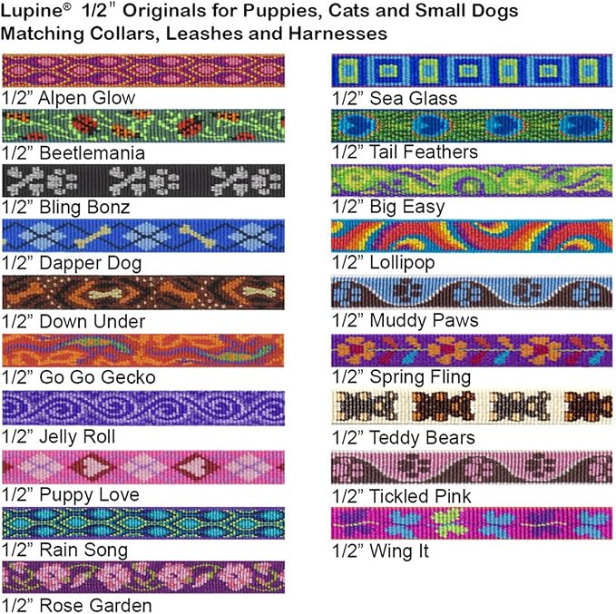 LupinePet Originals 1/2" Alpen Glow 8-12" Adjustable Collar for Small Dogs