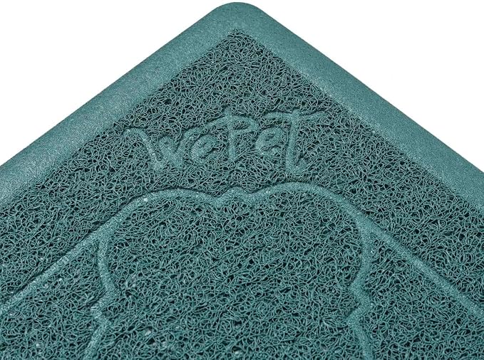 Cat Litter Box Mat, Kitty Premium PVC Pad, Durable Trapping Rug, Phthalate Free, Urine-Resistant, Scatter Control, XXL 47 x 36 Inch, Celadon Green
