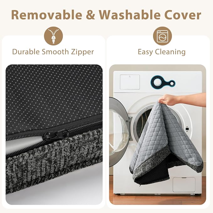 JOEJOY Orthopedic Dog Bed for Small Dogs, Washable Dog Crate Bed Small Sized with Removable Cover, Egg Memory Foam Pet Beds, Light Grey, 23"x17"