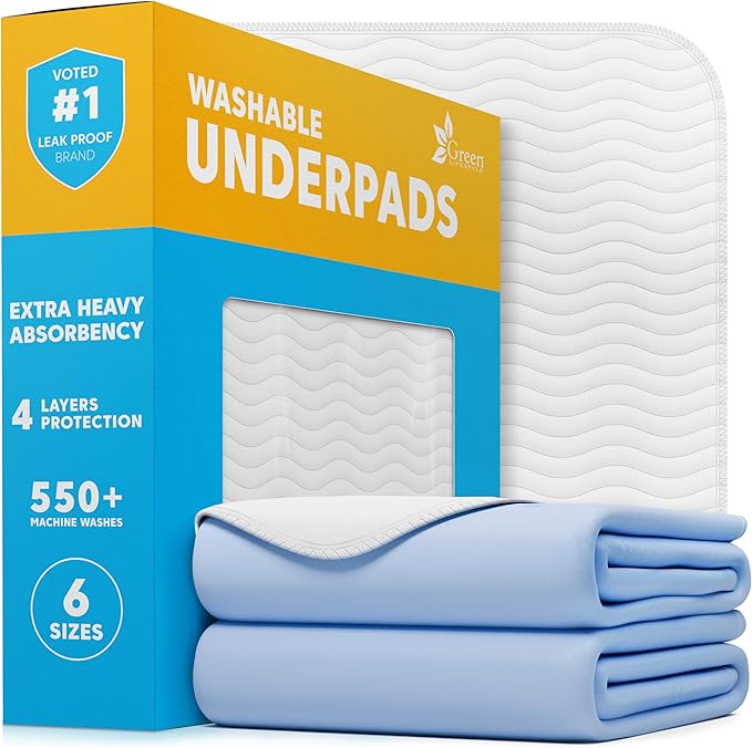 Washable Underpads - Large Bed Pads for use as Incontinence Bed Pads, Reusable Pet Pads, Great for Dogs, Cats, Bunny, Seniors Bed Pad (Pack of 2 - 48x48)
