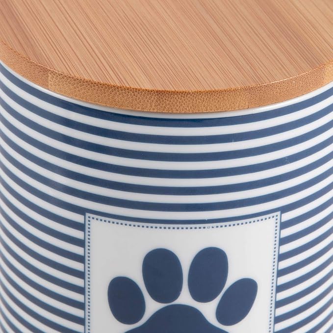 Bone Dry Paw & Patch Ceramic Pet Collection, Treat Canister, 4x6.5, Nautical Blue (Pack of 2)