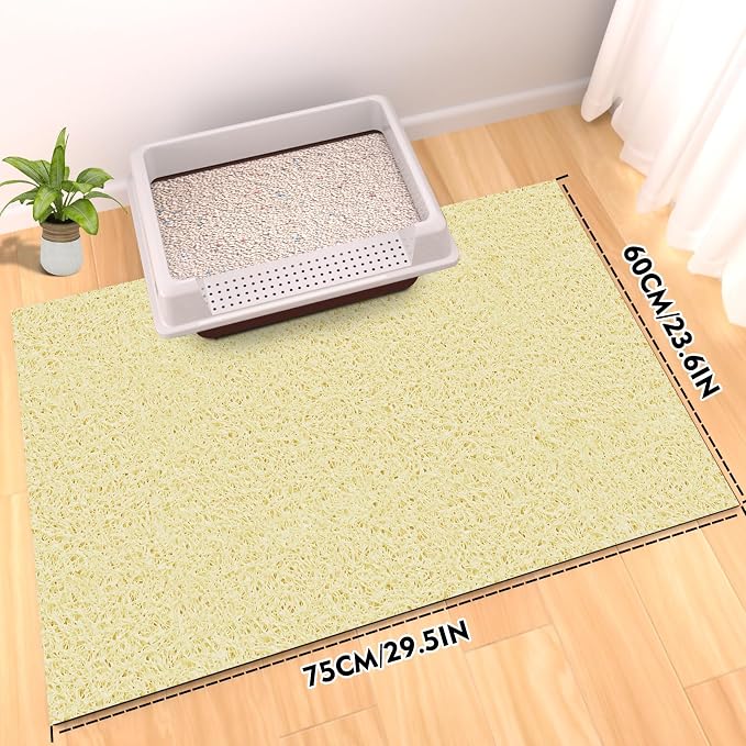 Extra Large Cat Litter Mat 30"x24",Heavy-Duty Litter Rug Catcher with Deep Textured Surface,Non-Slip Kitty Litter Mat Waterproof & Easy Clean, Ideal for Multiple Cats, Beige