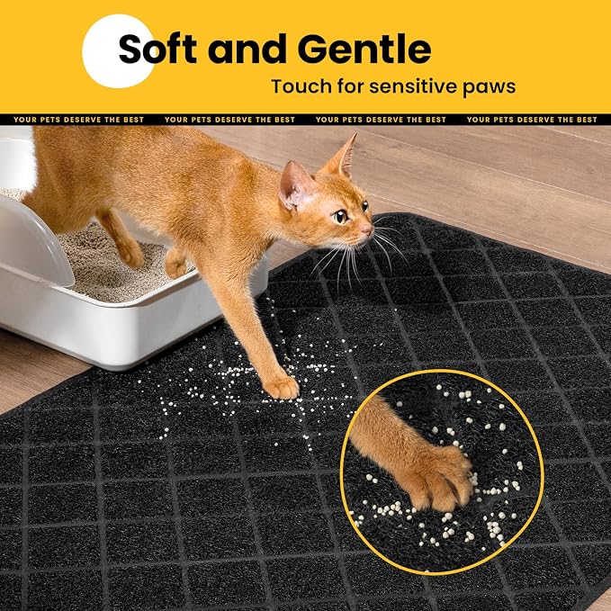 Conlun Cat Litter Mat Litter Trapping Mat, 35" x 23" Premium Durable PVC Grid Mesh with Scatter Control, Non-slip, Less Waste Cat Litter Box Mat, Soft on Kitty’s Paws, Urine Waterproof