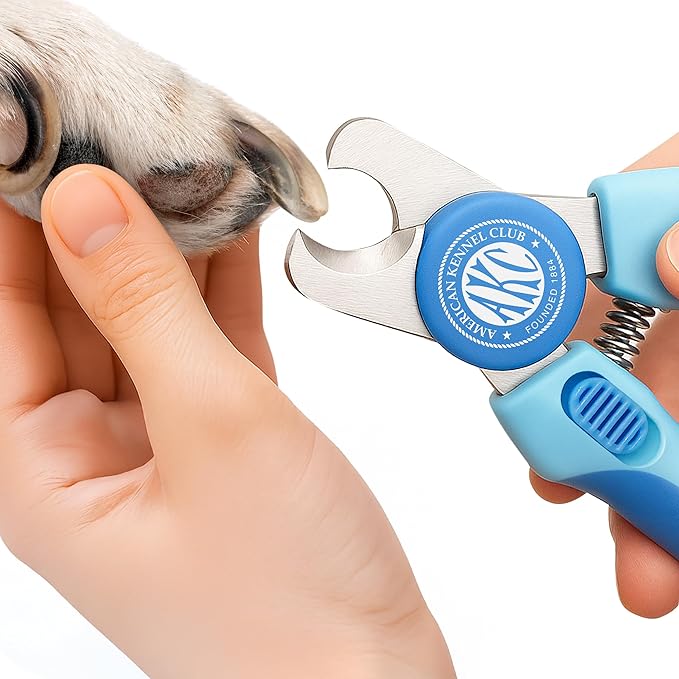 AKC Dog & Cat Stainless Steel Nail Clippers with Safety Guard and Nail File | Professional grooming tool with stainless steel blades and an easy-grip anti-slip handle for all pet sizes.
