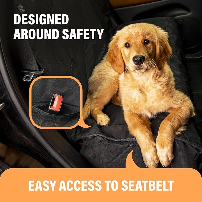 Active Pets Black Car Rear Seat Cover for Dogs, Durable Waterproof & Scratch Resistant Vehicle Backseat Protector, Nonslip Dog Accessory & Pet Protection for Back Seats, Machine Washable
