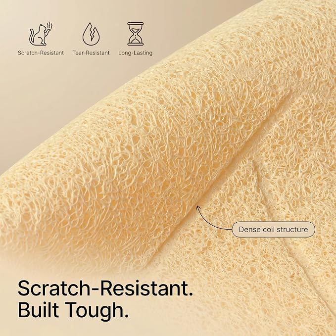 Cat Litter Box Mat, Kitty Premium PVC Pad, Durable Trapping Rug, Phthalate Free, Urine-Resistant, Scatter Control, Mosaic, L 35 x 23 Inch, Beige