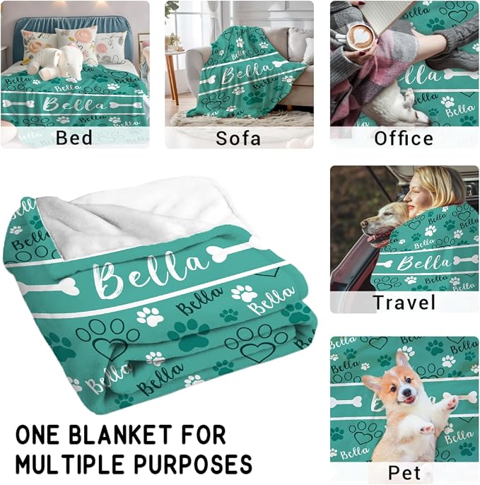 Custom Dog Blankets with Pictures, Personalized Name Blanket for Pets, Customized Pet Photo Throw,The Lightweight Blanket All-Season 40"x30"for Pet
