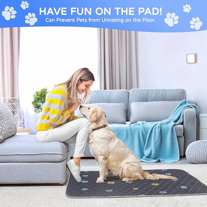 Aitmexcn Washable Pee Pads for Dogs, 2 Pack Extra Large Reusable Puppy Training Pads, Heavy Absorbency, Leak-Resistant Non-Slip Dog Mats for Playpens, Whelping and Senior Dogs (54"x54")