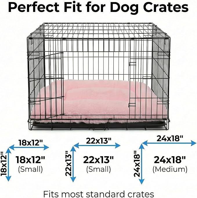 Dog Crate Bed 18x12 for Small Dogs,Washable Puppy Crate Mat with Non Slip Bottom,Soft Dog Crate Pad,Pink