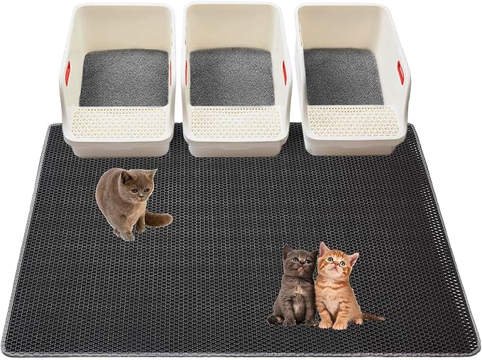 Cat Litter Mats-Extra Large 47''x36'' Litter Trapping Mat for Cat-XXL Litter box Matt for Floor-2 Layer Catcher Rug for Pet kitty Litterbox-Waterproof Urine Proof,Non-Slip