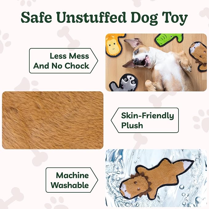 SHARLOVY No Stuffing Dog Toys Crinkle Squeaky, Long Lasting Chews for Aggressive, Durable Plush Dog Puppy Chew Toys for Teething, with 6 Tough Layers for Small Medium Large Breed-2 Pack,Medium