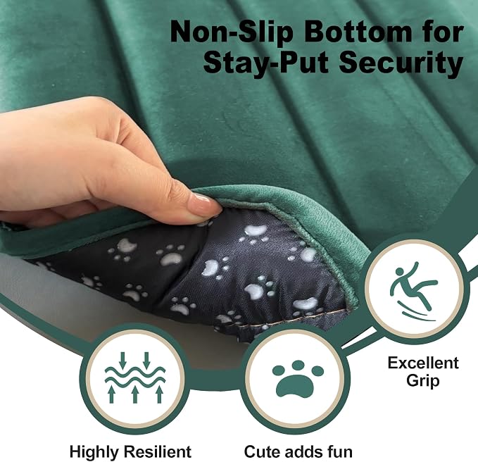 pobopobo Dog Crate Pad, Ultra Soft & Anti-Slip Kennel Mat, Secure Fit for Metal Crates & Dog Cages, Washable Cozy Bed for Small Medium Large Dogs (Green, S(23"*14"*1.5"))