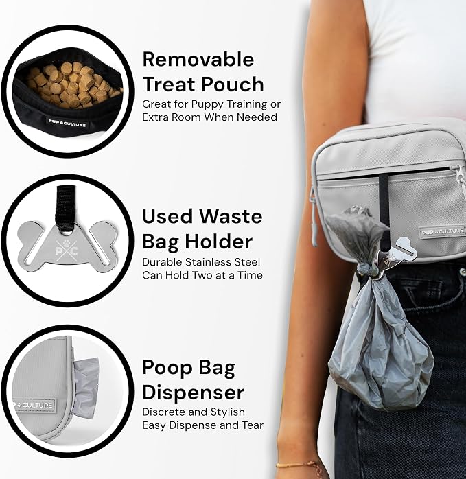 Dog Treat Pouch with Poop Bag Dispenser and Removable Treat Pouch | Cross Body Dog Walking Bag | The Perfect Puppy Training Tool and Even Better Gift