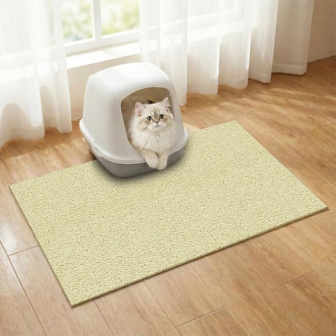 Bohemian Kitty Litter Mat 24"x17",Non-Slip Litter Box Mat, Washable Cat Litter Rug Catcher,Double-Layer Litter Trapping Mat for Scatter Control, Easy Clean Cat Food Mat & Floor Protector