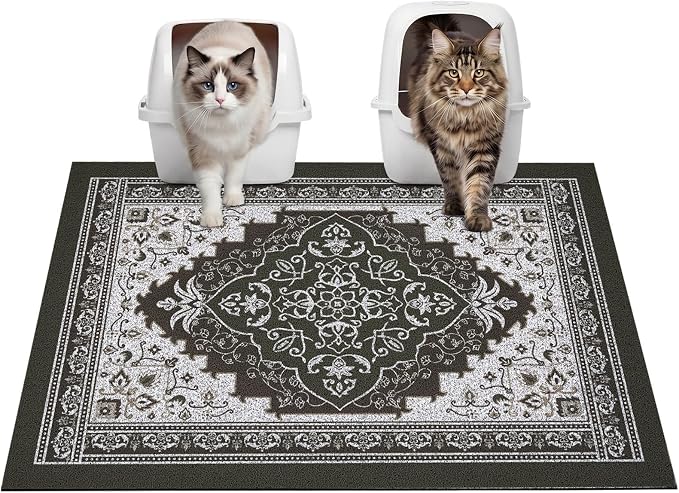 Glittme Cat Litter Mat, 33"x22" Non-Slip Washable Trapping Mat for Cats | Litter Trapping Mat With Thick PVC Coil To Catch Scatter, Soft On Paws And Waterproof Bottom To Protect Floors