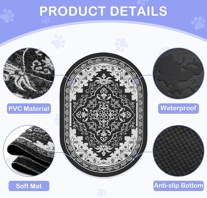 Bienbee Cat Litter Mat, 24" x 15" Dense Trapping Mesh for Litter Boxes | Litter Box Mat with PVC Mesh, Waterproof &Urineproof, Non-Slip Grip, Soft On Kitty Paws and Easy to Clean to Protect Floor