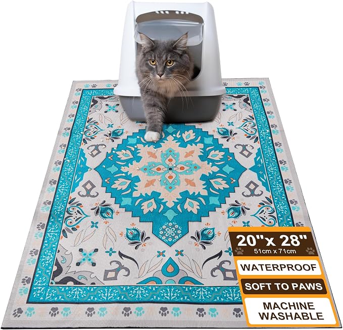 BEAUTYZOO Cat Litter Mat, 20" x 28" Litter Trapping Mat, Waterproof | Scatter Control, Absorbent Urine‑Proof, Soft On Paws, Non‑Slip, Machine Washable, For Indoor Cats & Kittens, Floor Use