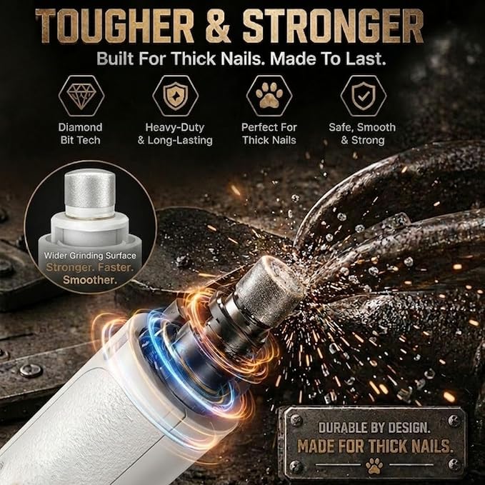 2-in-1 Dog Nail Grinder & Dog Nail Clippers Trimmers for Large Medium Small Dogs Cats Pets Claw Trimmer with LED Lights (White)