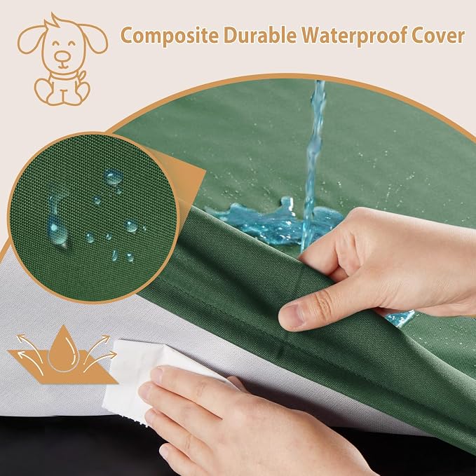 BFPETHOME Outdoor Waterproof Dog Bed for Large Dogs, Washable Cover, 47" | Outdoor & Indoor Use, Waterproof, For Medium, Large, Extra Large Dogs, Orthopedic, Egg Crate Foam, Up to 110 lbs