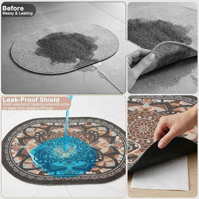 Bienbee Cat Litter Mat, 33" x 22" Dense Trapping Mesh for Litter Boxes | Litter Box Mat with PVC Mesh, Waterproof &Urineproof, Non-Slip Grip, Soft On Kitty Paws and Easy to Clean to Protect Floor
