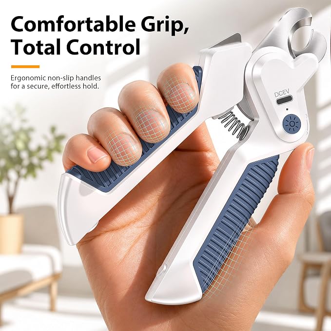 2-in-1 Cat Nail Clipper with Light for Small Medium Large Dogs | Cat Trimmer Grooming with Built-in File, Stainless Steel Blades Cutter, Ideal for Small, Medium & Large Pets, Blue