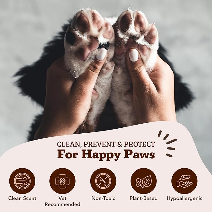 Natural Dog Company Natural Dog Paw Wipes - 50 Ct - Organic, Vegan Pet Paw Wipes for Dogs, Eco-Friendly, Ideal for Removing Dirt, Allergens & Moisturizes Dry Cracked Paws, Coconut Oil & Cocoa Butter