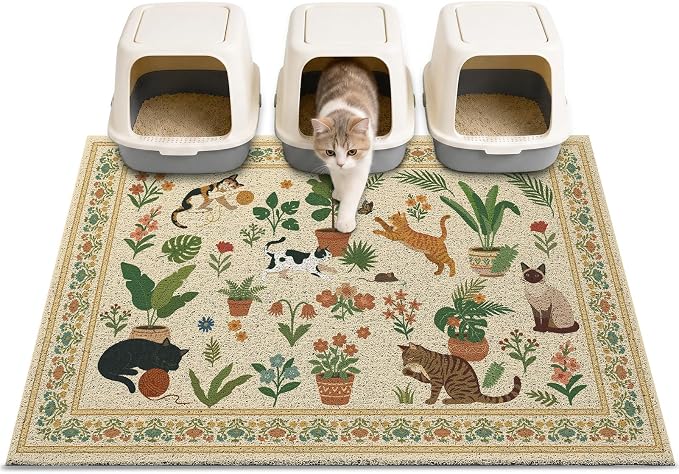 Unicorn Catcher 40"x30" Cat Litter Mat Non-Slip Washable Litter Box Mat | High-Density PVC Litter Catcher Mat Efficiently Traps Scattered Litter From Paws To Keep Floors Clean