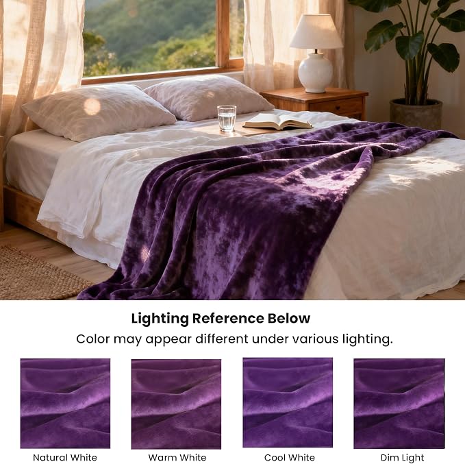 gogobunny Waterproof Blanket for Dogs and Cats, Reversible Flannel Double-Sided Furniture Protector for Couch Sofa Bed Against Spills & Pet Fur (50" x 60", Dark Purple/Light Purple)