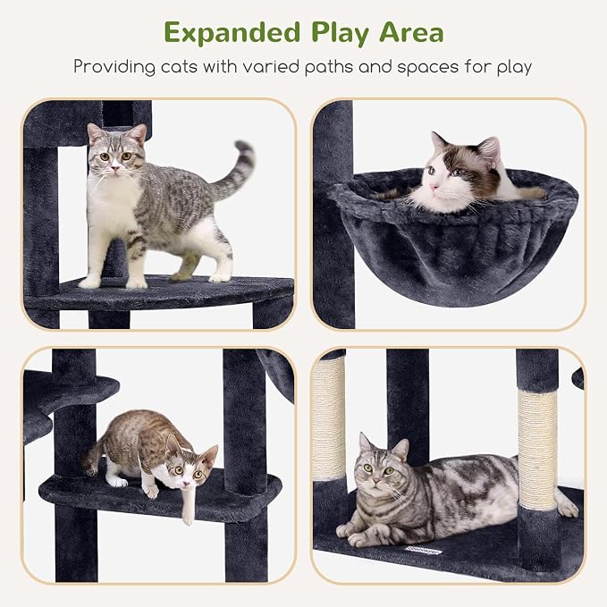 Globlazer Giant Cat Tree for Indoor Large Cats, 83in, F83, Dark Grey | XXL Cat Tower with 9 Scratching Posts for 20lb+ Heavy Duty Large Adult Cats
