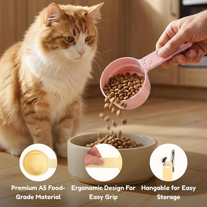 1 Cup Dog Food Scoop, Extra Long Handle Sturdy Melamine Pet Food Measuring Scoop with Clear Marking Lines, BPA-Free, Shatterproof, Dishwasher Safe (Butter Yellow, 1 Cup)