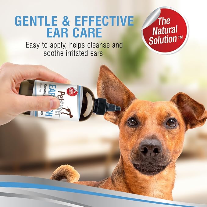 Natural Ear Wash Cleaner for Dogs & Cats, 8 fl oz | Infection Treatment for Dogs, Targets Odors & Wax Build-Up, Soothes Itchy Ears, NOT Colloidal Silver - Chelated Silver, USA