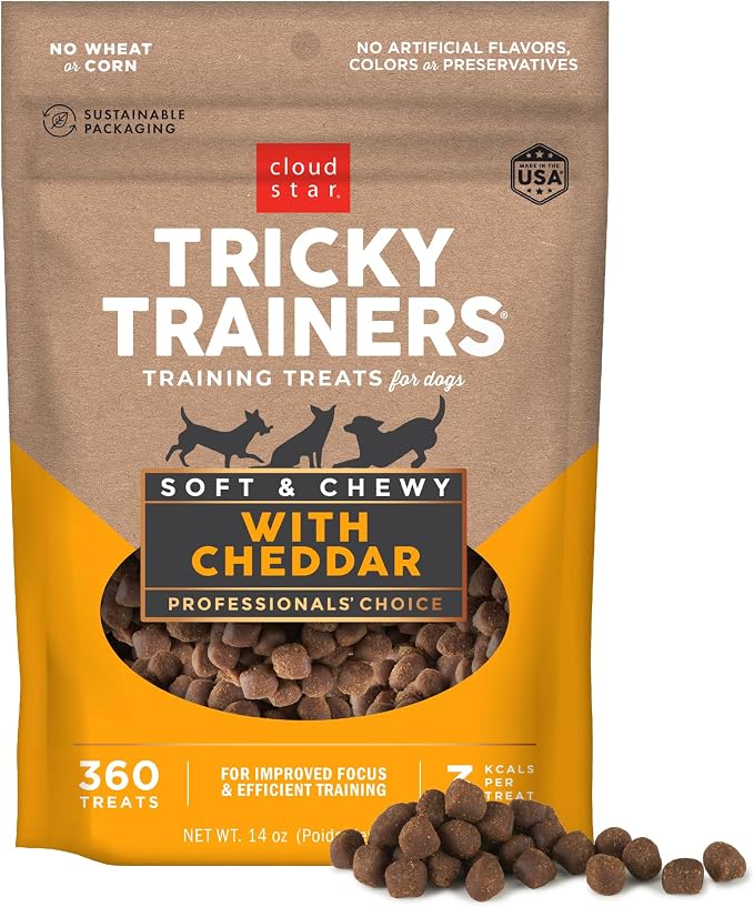 Cloud Star Tricky Trainers Soft & Chewy Dog Treats, Cheddar, 14 oz, Bite Sized