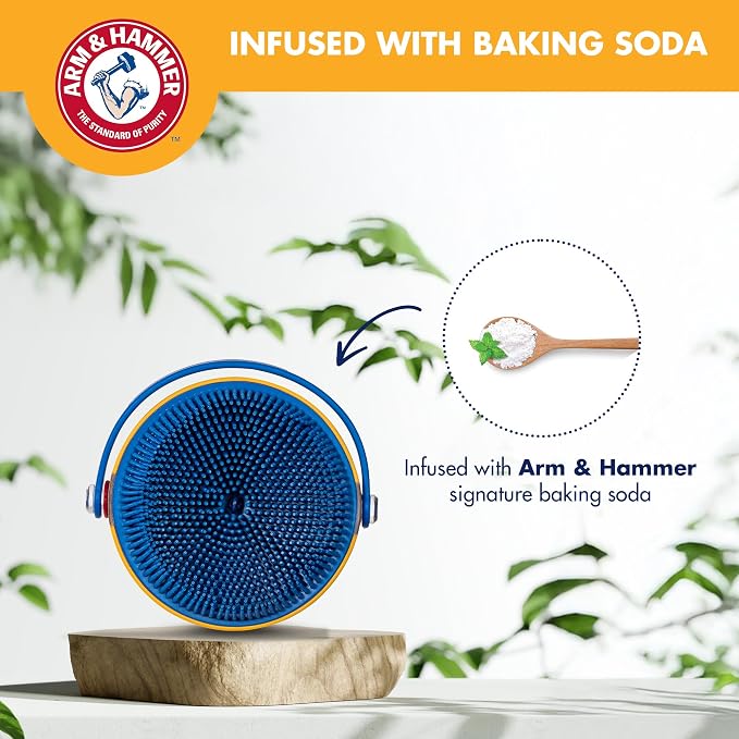 Arm & Hammer Simply Grooming Soap Dispensing Palm Dog Brush | Baking soda infused, silicone scrubbing nubs, easy-grip design, lathers and deodorizes, all coat types