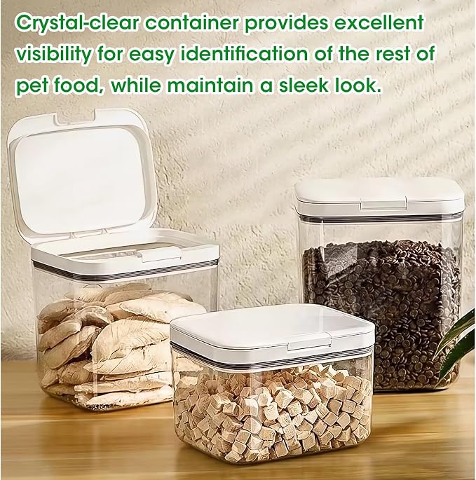 TBMax 2 Pack Large Dog Treat Container Bins 2 Qt + 3 Qt with One-Press Flip-up Lid, Airtight Pet Dog Cat Treat Jar for Countertop, Pet Biscuit Canister Cookie Holder