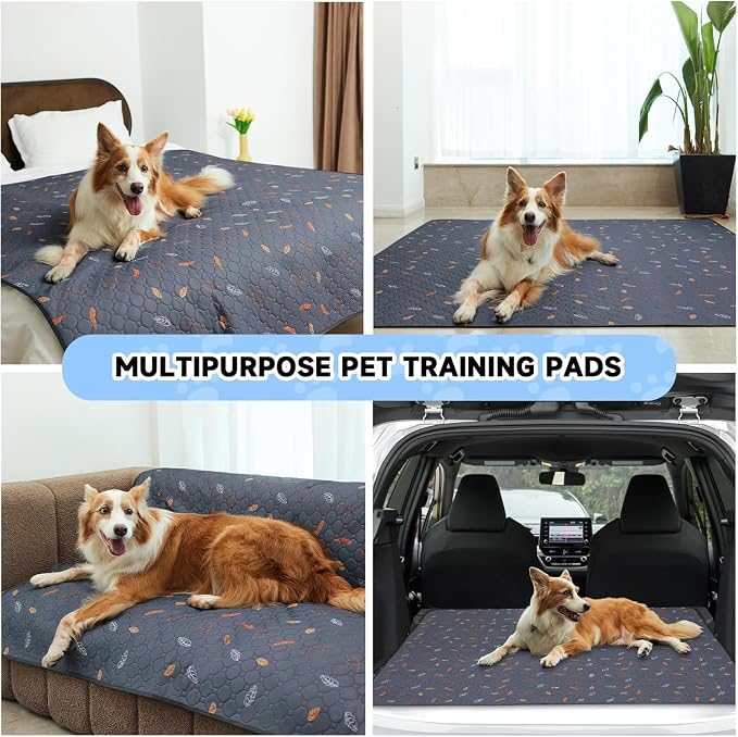 Sunheir Washable Pee Pads for Small Pet 5-Pack, Reusable Pet Training Pads Absorbent & Leak-Free, Waterproof Pee Pads for Dog Cat Rabbit Guinea Pig Hamster, Whelping Pad (Leaves - Green, 12x12)