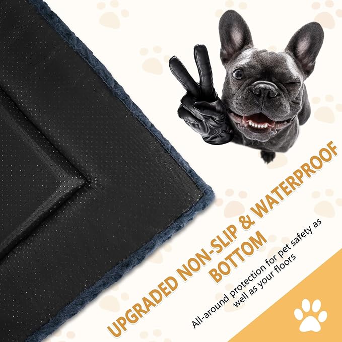 Dog Bed Mat Washable Reversible Dog Crate Pad Soft Fluffy Pet Kennel Beds with Anti-Slip Bottom Dog Cat Sleeping Mattress for Large Dogs, 41x27x1.5 Inch, Gray