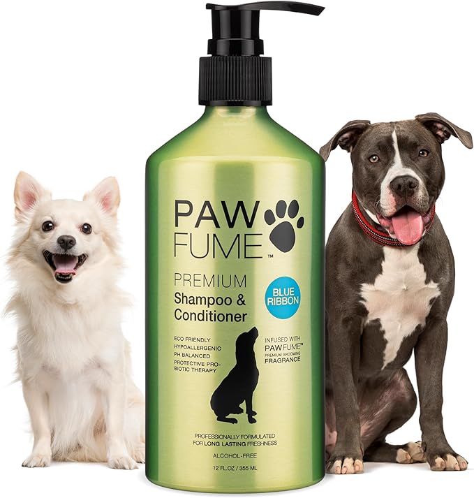 PAWFUME Dog Shampoo and Conditioner, Blue Ribbon, 1-Pack | Probiotic pH-balanced formula nourishes, detangles and deep cleans for silky coat, Puppy Shampoo and Conditioner