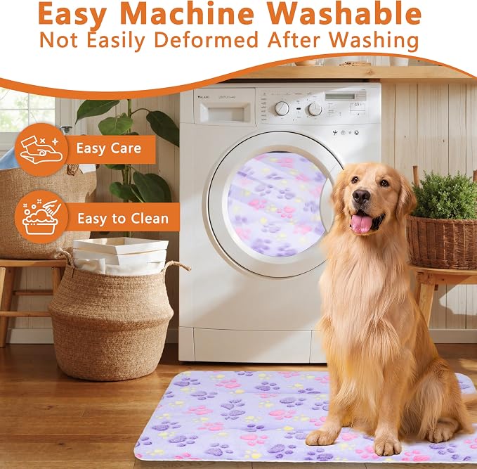 Dog Bed Mat,Soft Dog Kennel Pad with Cute Pattern (Purple Paw, M) | Multi-Size Durable & Machine Washable,Pet Pad for Dogs & Cats