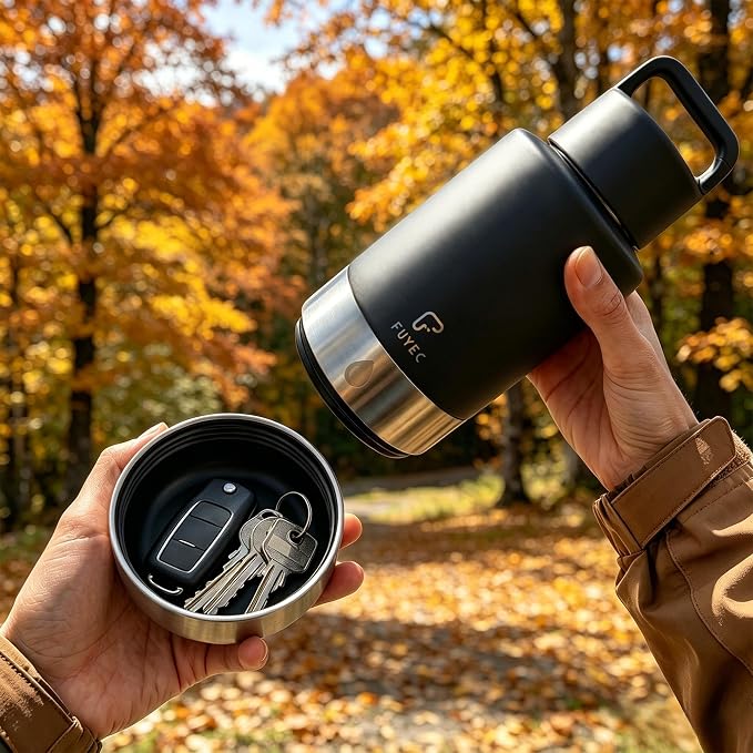 Dog Water Bottle with 2 Bowls, 32 oz Insulated Stainless Steel Portable Pet Travel Bottle, Food and Water Bowl Set for Walking Hiking Camping, Large Dog Accessories, Black