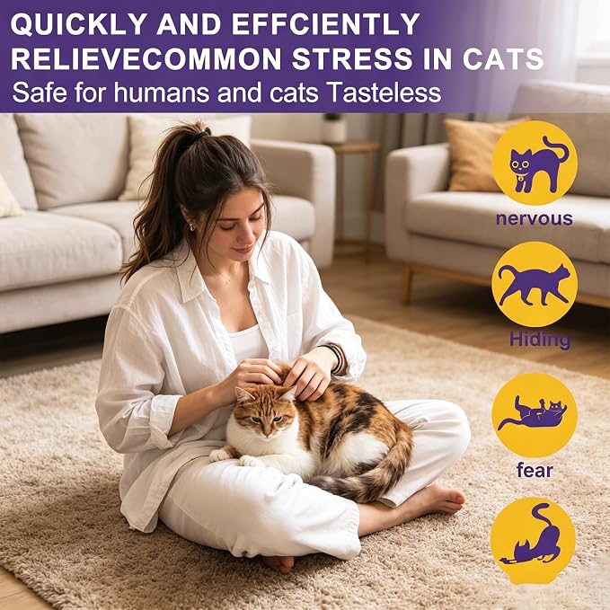 Cat Calming Diffuser Kit 1 Diffuser Plus 3 Refills 90-Day Support Cat Pheromone Diffuser for Feline Calming Urine Marking Excessive Meowing Scratching Odorless Formula for All Felines
