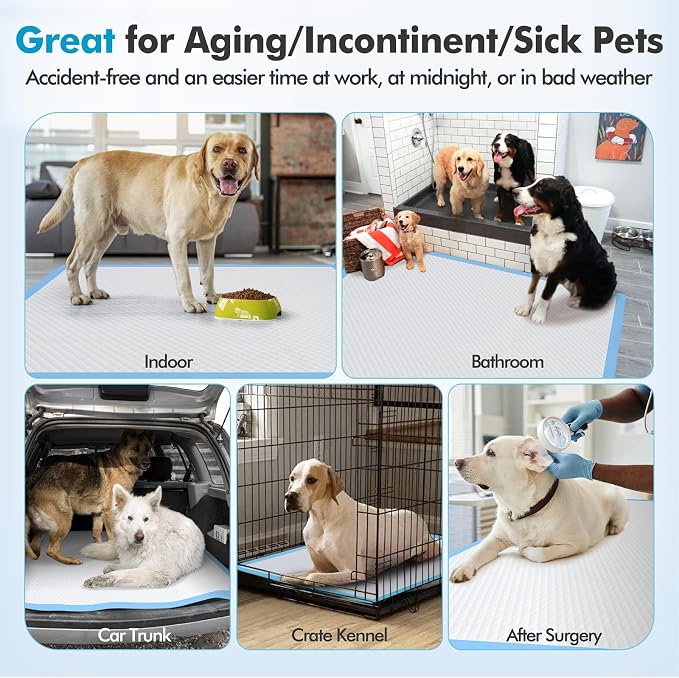 Gimars 36x36 4XL Large Pee Pads for Dogs - 150 Counts Extra Absorbent Puppy Training Pads 6 Layers Thicken, Jumbo Disposable Leak-Proof Quick Dry Wee Wee Pads for Dogs Cats Rabbits Pets