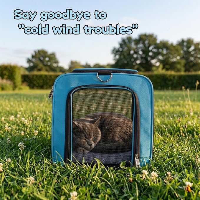 YUNIQUE Soft-Sided Cat & Dog Carrier for Pets Up to 15 Lbs, Airline Approved Collapsible Travel Puppy Carrier with Lightweight Fabric Design (Blue)