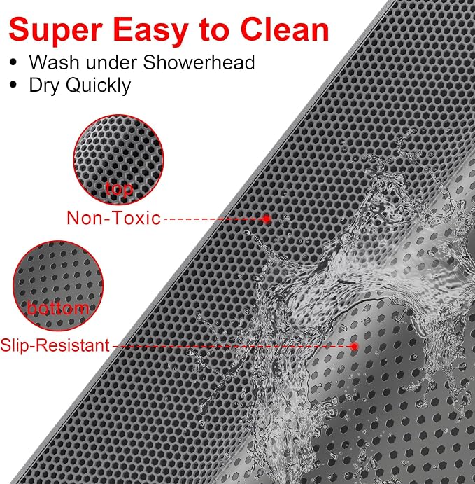 Waretary Cat Litter Mat, 36"x30", Waterproof, Scatter Control, Grey | Double Layer, Urine-Proof, Non-Slip, Durable, Easy to Clean, Paw-Friendly, Safe & Odorless, Fits Large Litter Boxes